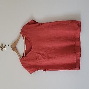 Grae Cover Burnt Orange Linen Boxy Cut Blouse Size Medium